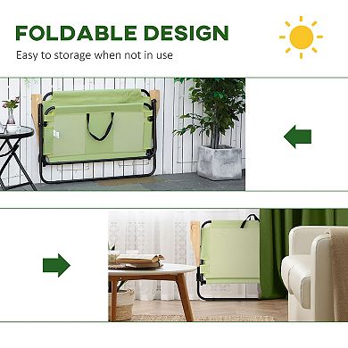 Outsunny Double Folding Chair Loveseat Camping Chair for 2 Person Portable Outdoor Chair with Wood Armrest for Fishing Travel Green