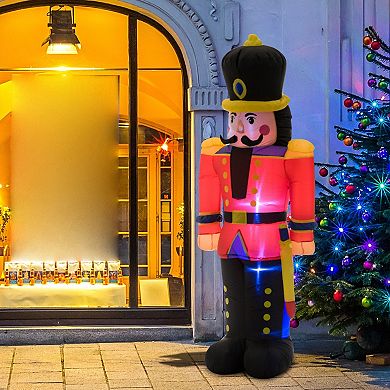 HOMCOM 6ft Christmas Inflatable Nutcracker Toy Soldier Outdoor Blow Up Decoration with LED Lights Display
