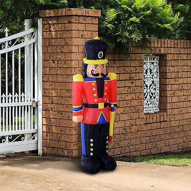 HOMCOM 6ft Christmas Inflatable Nutcracker Toy Soldier Outdoor Blow Up Decoration with LED Lights Display