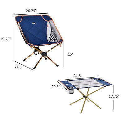 Portable Camping Chair Set With Lightweight Side Table, Padded Camping Chair Set