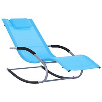 Outdoor Rocking Chair, Weather Resistant, Zero Gravity Lounge, Pillow, Blue