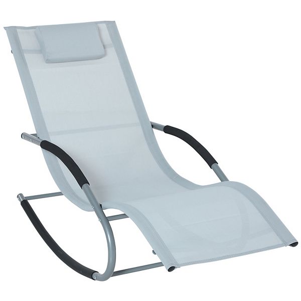 Outdoor Rocking Chair, Weather Resistant, Zero Gravity Lounge, Pillow
