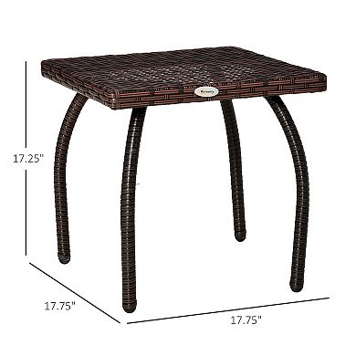 Outsunny Rattan Wicker Side Table for Outdoor Garden Balcony Backyard