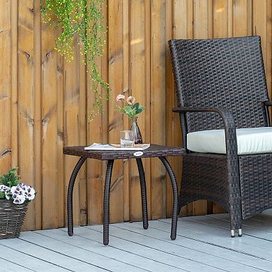 Outsunny Rattan Wicker Side Table for Outdoor Garden Balcony Backyard