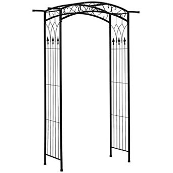 Outsunny 83inch Decorative Metal Garden Arch Arbor for Backyard Wedding Decor