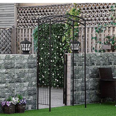 83" Decorative Steel Garden Arch Arbor Trellis For Climbing Plant W/wire Lattice