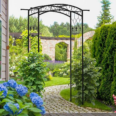 83" Decorative Steel Garden Arch Arbor Trellis For Climbing Plant W/wire Lattice