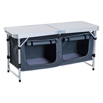 47'' Outdoor Aluminum Camping Portable Folding Picnic Table W/ Cupboard