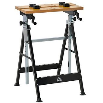 Workbench Wood Cutting Sawhorse W/ Movable Pegs Adjustable Height Angle
