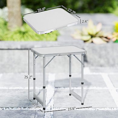 Outsunny 23inch Adjustable-Height Folding Camping Table Portable Table