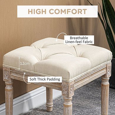 HOMCOM 15.75" Foot Stool Ottoman Bench Footrest w/ Button Tufted Seat,