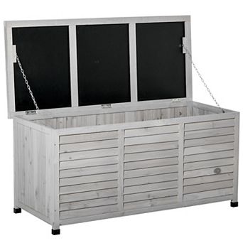 Backyard & Garden Deck Storage Bin W/ Air Gap & Weather-resistant Finish, Grey