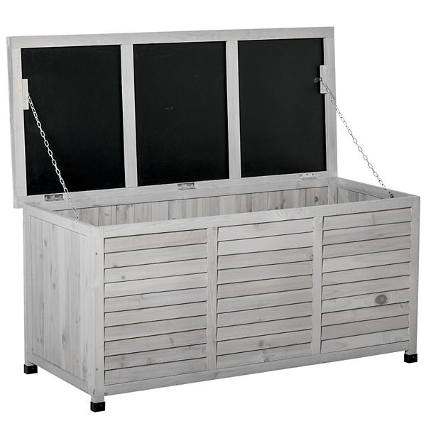 Backyard & Garden Deck Storage Bin W/ Air Gap & Weather-resistant Finish, Grey - Grey