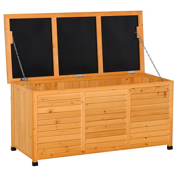 Backyard & Garden Deck Storage Bin W/ Air Gap & Weather-resistant Finish, Grey - Yellow