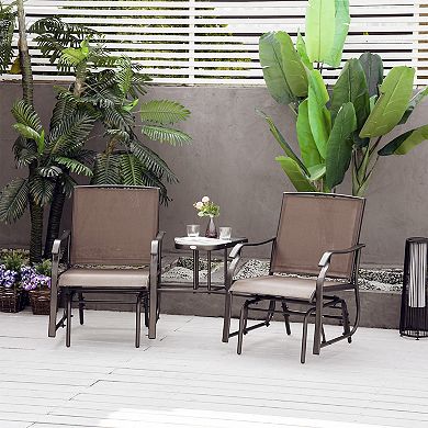 Outdoor Double Patio Rocker Glider Chairs W/table, Backyard, Garden, Porch Deck