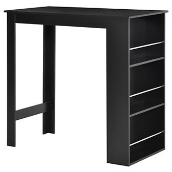 Modern Bar Table Counter Height Dining Table With 3 tier Storage Shelves