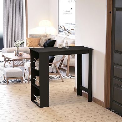 Modern Bar Table Counter Height Dining Table With 3-tier Storage Shelves