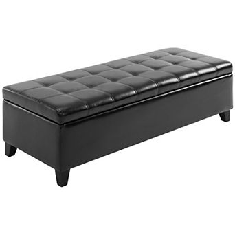 51" Tufted Top Storage Ottoman Bench Pu Leather Organizer Chair Footstool Large