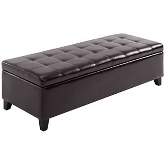 51" Tufted Top Storage Ottoman Bench Pu Leather Organizer Chair Footstool Large