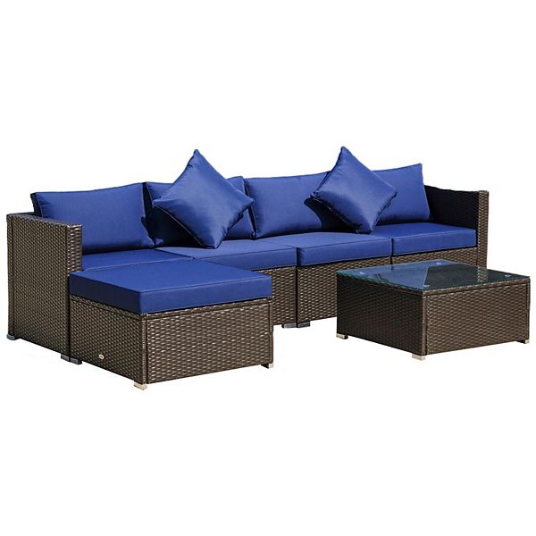 Outsunny 6 Pieces Patio Furniture Sets Outdoor Wicker Conversation Sets All Weather PE Rattan