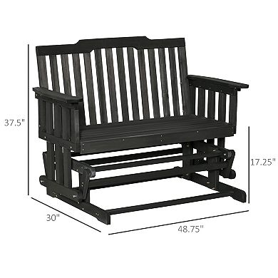 Outsunny 2 Person Patio Swing Glider Bench with Quick Drying Design and Widen Armrest Wood Rocking Chair Loveseat for Backyard Garden Porch Natural