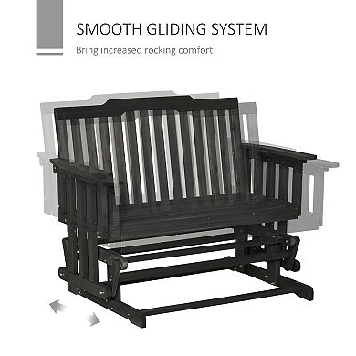 Outsunny 2 Person Patio Swing Glider Bench with Quick Drying Design and Widen Armrest Wood Rocking Chair Loveseat for Backyard Garden Porch Natural