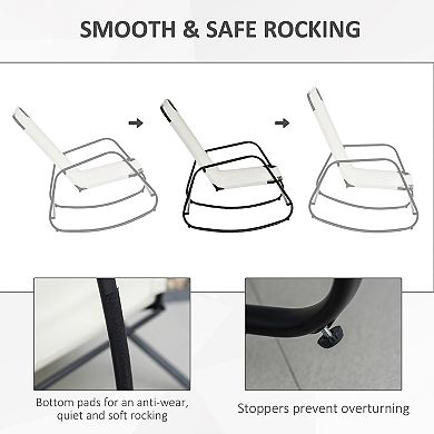 Outsunny Garden Rocking Chair Outdoor Indoor Sling Fabric Rocker for Patio Balcony Porch Cream White