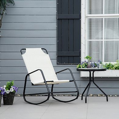 Garden Rocking Chair, Outdoor Indoor Sling Rocker For Patio Balcony Porch, Grey