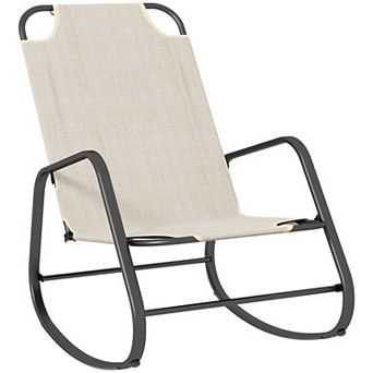 Garden Rocking Chair, Outdoor Indoor Sling Rocker For Patio Balcony Porch, Grey