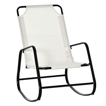 Garden Rocking Chair, Outdoor Indoor Sling Rocker For Patio Balcony Porch, Grey