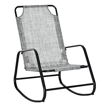 Outsunny Garden Rocking Chair, Patio Sling Fabric Single Rocker