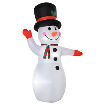 HOMCOM 8ft Christmas Inflatable Snowman Outdoor Blow Up Yard Decoration with LED Lights Display