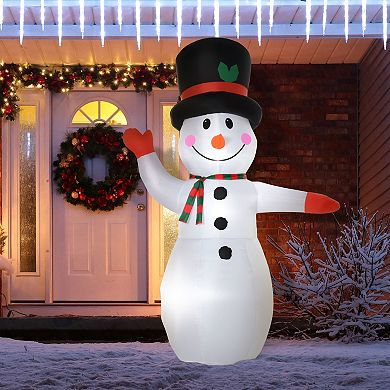HOMCOM 8ft Christmas Inflatable Snowman Outdoor Blow Up Yard Decoration with LED Lights Display