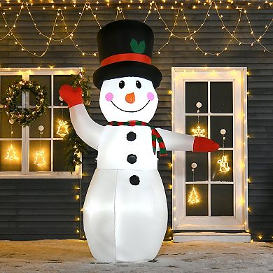 HOMCOM 8ft Christmas Inflatable Snowman Outdoor Blow Up Yard Decoration with LED Lights Display
