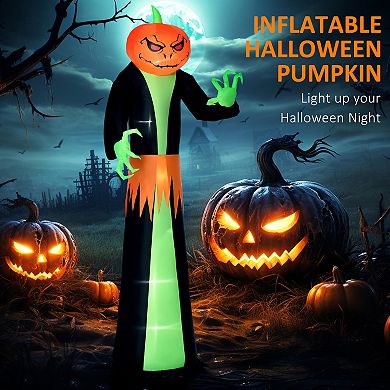 HOMCOM 9ft Inflatable Halloween Pumpkin Outdoor LED Lighted Party Decorations