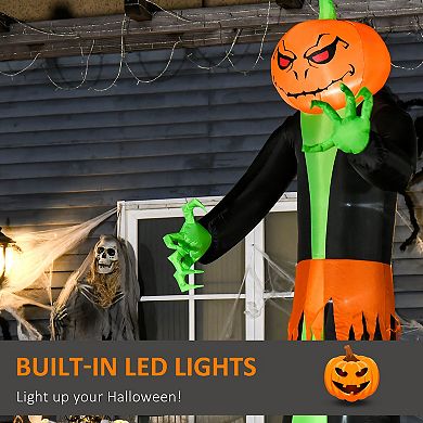 HOMCOM 9ft Inflatable Halloween Pumpkin Outdoor LED Lighted Party Decorations