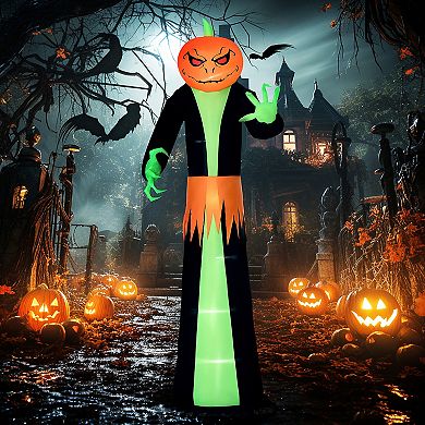 HOMCOM 9ft Inflatable Halloween Pumpkin Outdoor LED Lighted Party Decorations