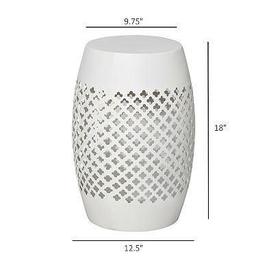 Chic, Modern, Outdoor & Indoor Garden Steel Round Side Table, Hollow Drum, Blue