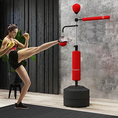 Soozier 4-in-1 Punching Bag Stand w/ 2 Speedballs, 360° Relax Bar