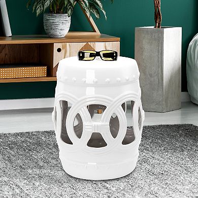 Outsunny 14" Heavy Duty Multi-use Ceramic Garden Stool/end Table/foot Rest Green