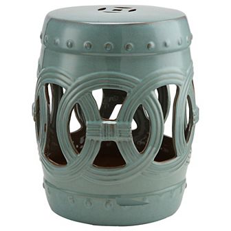 Outsunny 14" Heavy Duty Multi-use Ceramic Garden Stool/end Table/foot Rest Green