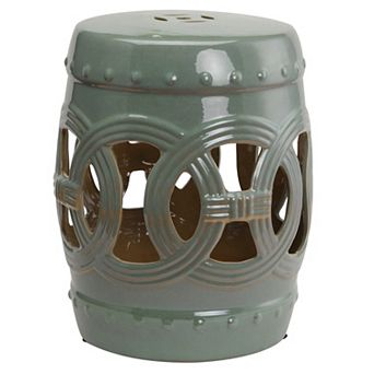 Outsunny 14" Heavy Duty Multi-use Ceramic Garden Stool/end Table/foot Rest Green