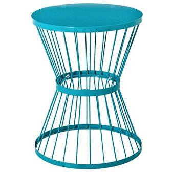16" Outdoor & Indoor Garden Steel Accent Table W/ Hourglass Design, Black