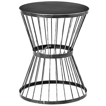 Outsunny 16inch Round Outdoor Side Table, Steel Frame Patio End Table, Black