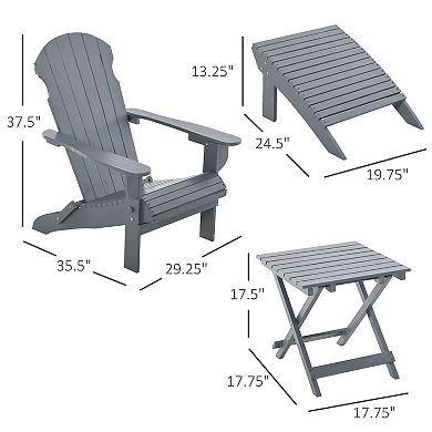 Outdoor Deck & Patio Lounge Set W/ Folding Design & Weather-resistance, White