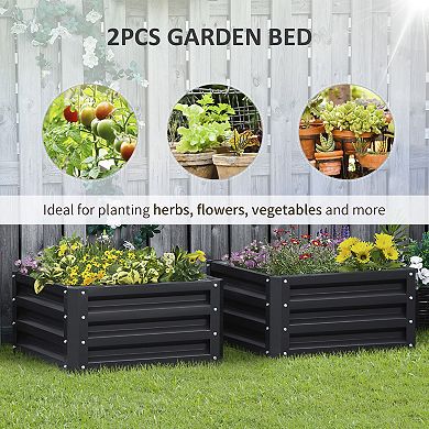 Outsunny 23.5" Raised Wall Garden Planet Beds for Flowers, Dark Gray