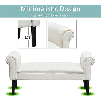 52" Modern Rolled Arm Bench Bed End Ottoman Sofa Seat Footrest Bedroom Entryway