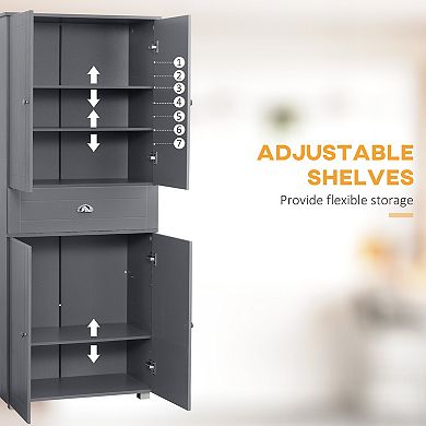 HOMCOM 71inch Freestanding Kitchen Pantry Cabinet with 2 Large Double Door Cabinets