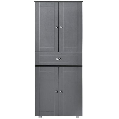 HOMCOM 71" Freestanding Kitchen Pantry Cabinet with 2 Large Double Door Cabinets and 1 Center Drawer Grey