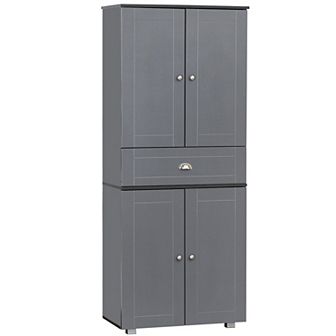 Modern Tall Cupboard Organizer With Adjustable Shelf Options And Elevated Base